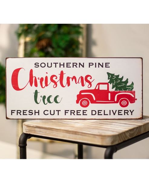 Picture of Red Truck Southern Pine Christmas Tree Metal Sign