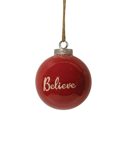 Picture of Red Ceramic Believe Ornament