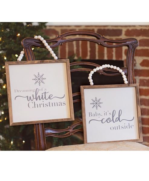 Picture of White Christmas Beaded Sign