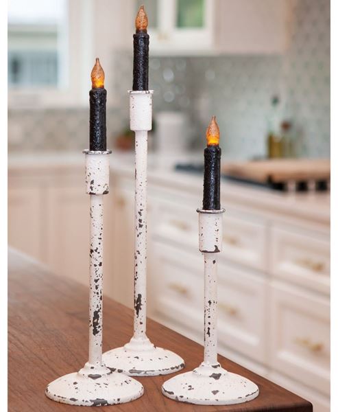 Picture of Distressed White Candle Holder, 11.75"