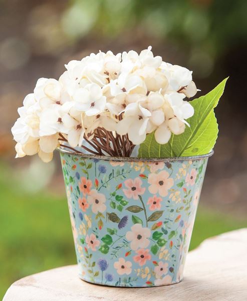 Picture of Vintage Blue Floral Metal Bucket