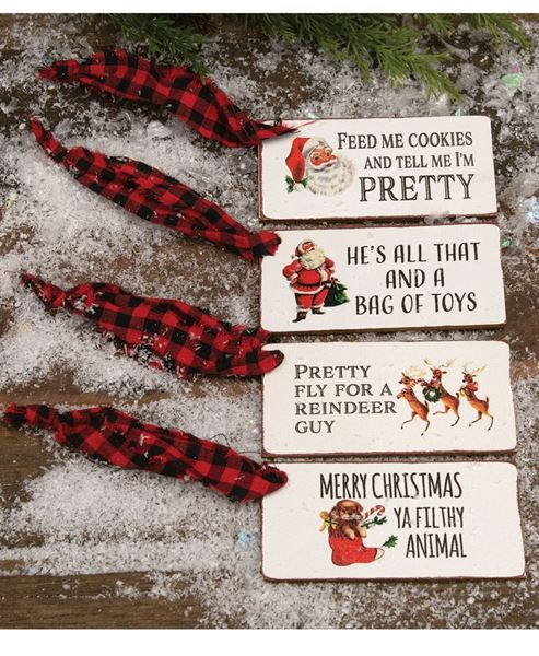 Picture of Christmas Present Wooden Gift Tags, 4/Set