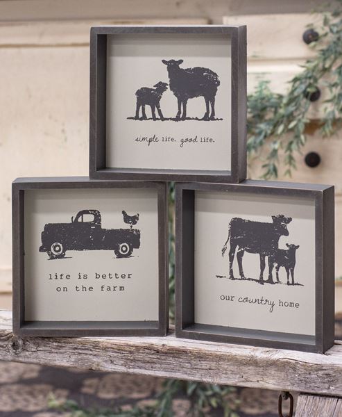 Picture of Simple Life Animal Farm Shadowbox Sign, 3 Asstd.