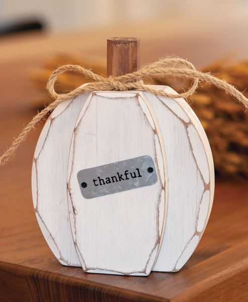 Picture of White Chunky Thankful Pumpkin Sitter