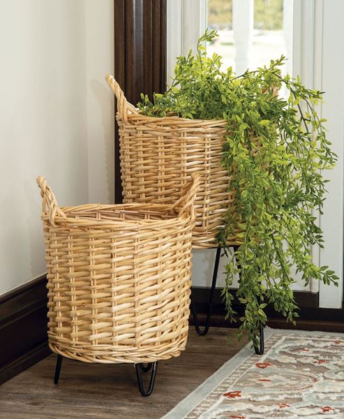 Picture of Wicker Basket Plant Stands, 2/Set