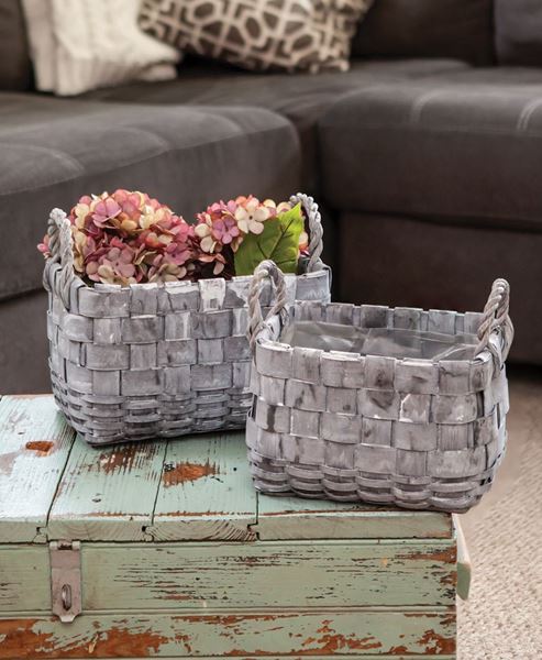 Picture of Rectangle Graywashed Planter Baskets, 2/Set