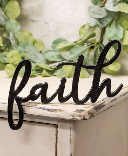 Picture of Hanging Black Script Faith Sign