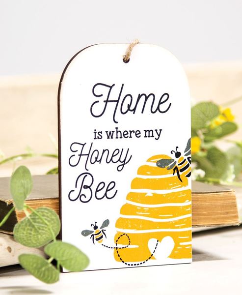 Picture of Home Is Where My Honey Bee Wooden Tag