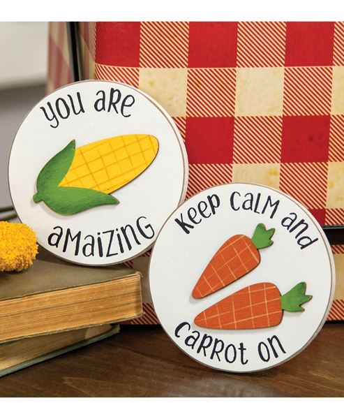 Picture of Keep Calm and Carrot On Mini Round Easel Sign, 2 Asstd.