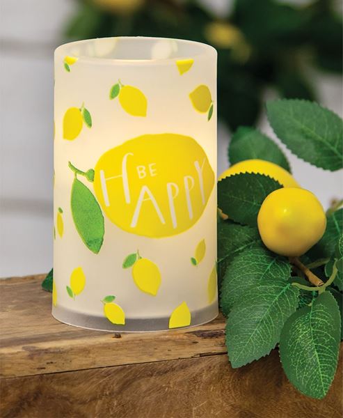 Picture of Be Happy Lemon Timer Pillar 3" x 5"