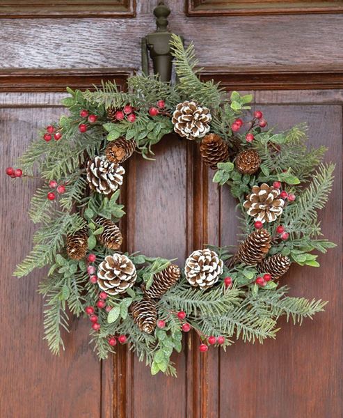 Picture of Frosty Cedar, Pinecone & Red Berry Wreath