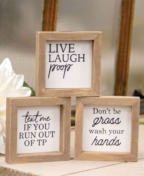 Picture of Live, Laugh, Poop Mini Sign, 3 Asstd.