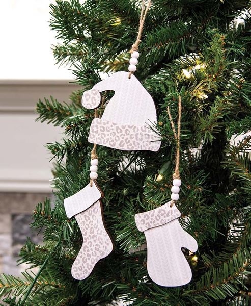 Picture of Cheetah Print Winter Clothes Ornament, 3 Asstd.