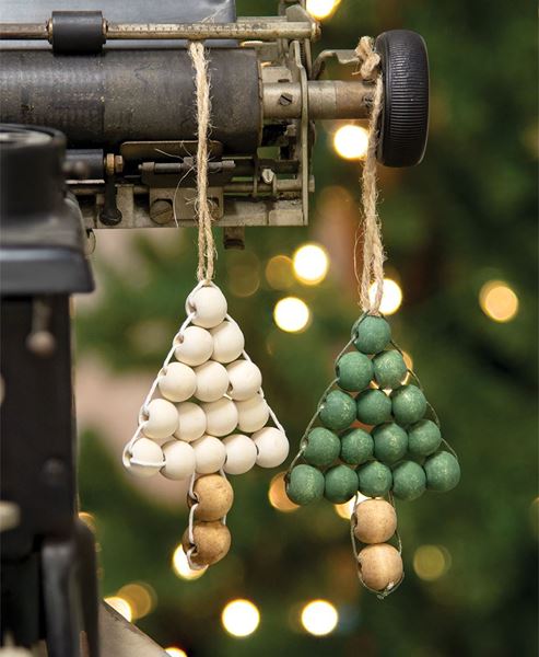 Picture of Wooden Bead Christmas Tree Ornament, 2 Asstd.