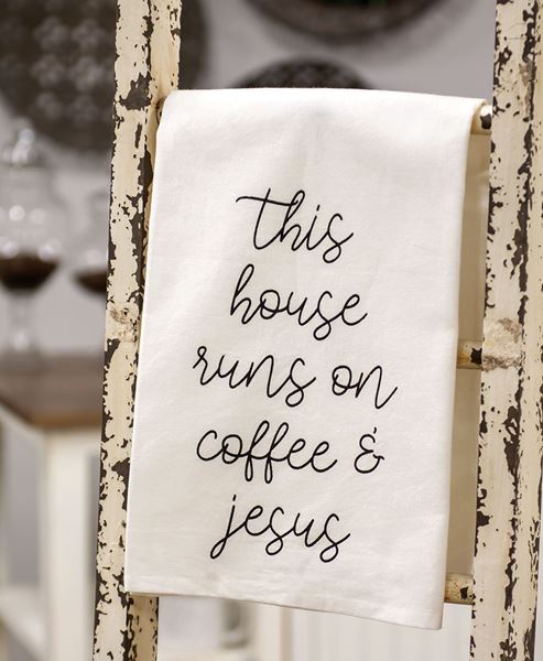 Picture of This House Runs on Coffee & Jesus Dish Towel