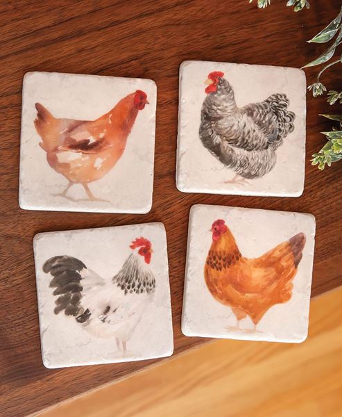 Picture of Rooster Resin Coasters, 4/Set